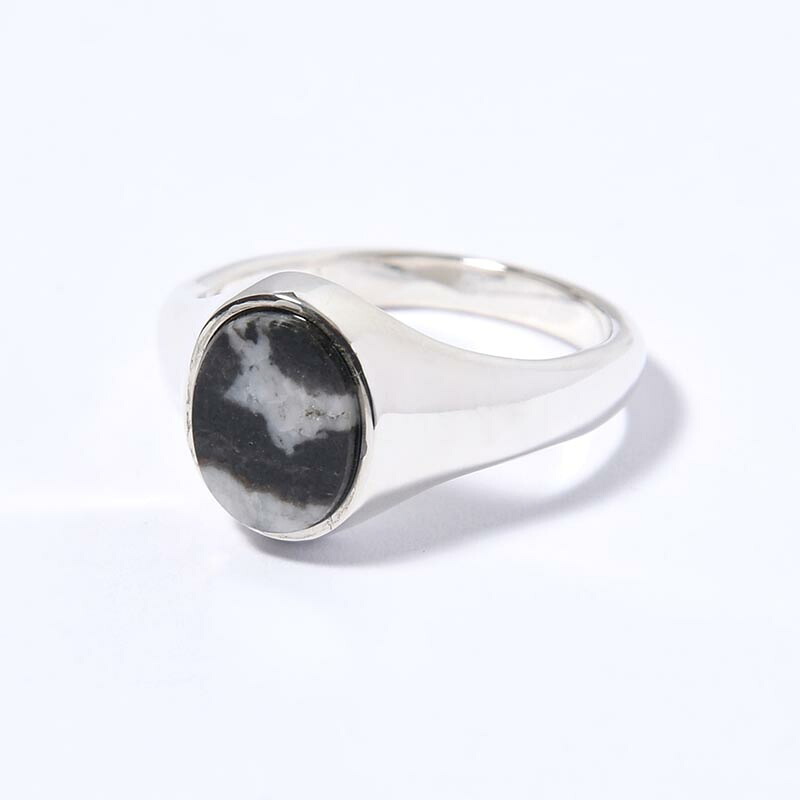 Garden of eden ガーデンオブエデン ストーンリング 15/19号 天然石 シルバーアクセサリー 指輪 ギフト SILVER925 SIGNET OVAL RING(M) / ZEBRA JASPER -SILVER-｜京都印ＳＴＯＲＥ