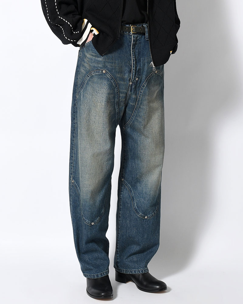 FAF エフエーエフ バギーデニムパンツ メンズ ボトムス ダメージ加工 ワイドパンツ ミリタリーパンツ 26春夏 NEWCOMMUNE BAGGY DENIM PANTS -INDIGO-