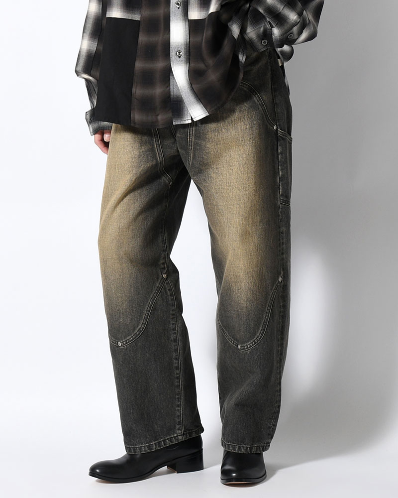 FAF エフエーエフ バギーデニムパンツ メンズ ボトムス ダメージ加工 ワイドパンツ ミリタリーパンツ 26春夏 NEWCOMMUNE BAGGY DENIM PANTS -BLACK-
