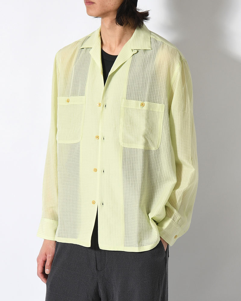 SEVEN BY SEVEN セブンバイセブン シアーシャツ メンズ トップス 長袖 ギンガムチェック SHEER OPEN COLLAR SHIRTS L/S -Gingham Check Indian fabric- -GREEN-