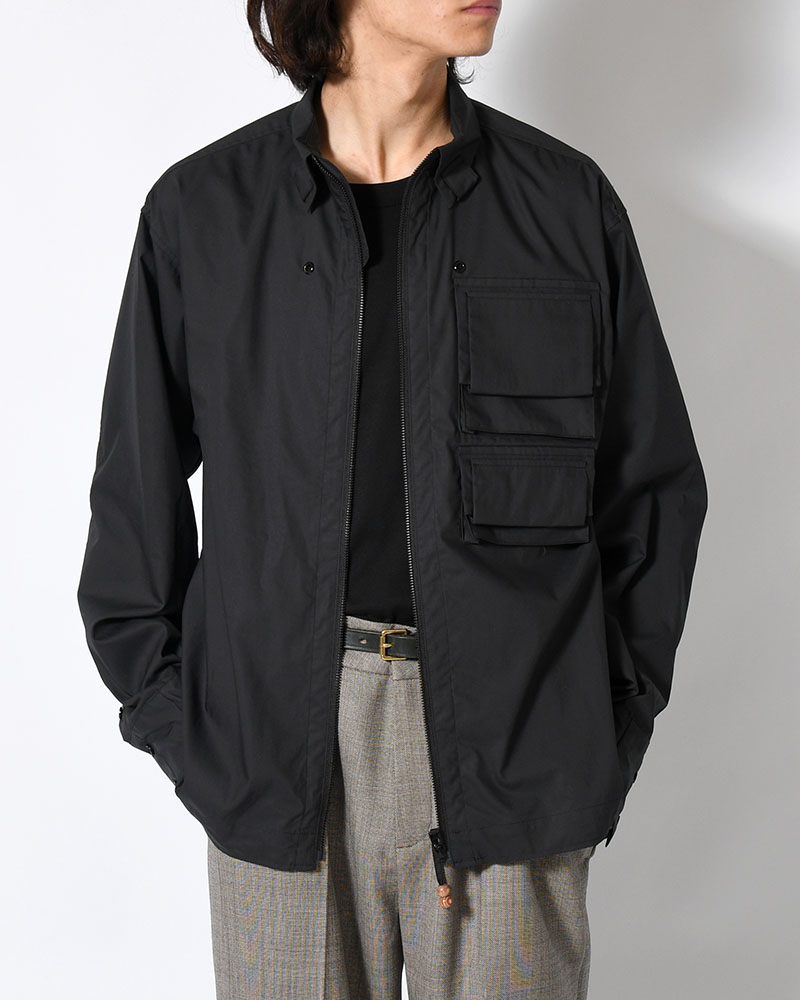 JIAN YE ジェンイェ ジップアップシャツ トップス メンズ シャツジャケット ミリタリー 長袖 26春夏 FANG SHIRT -BLACK-