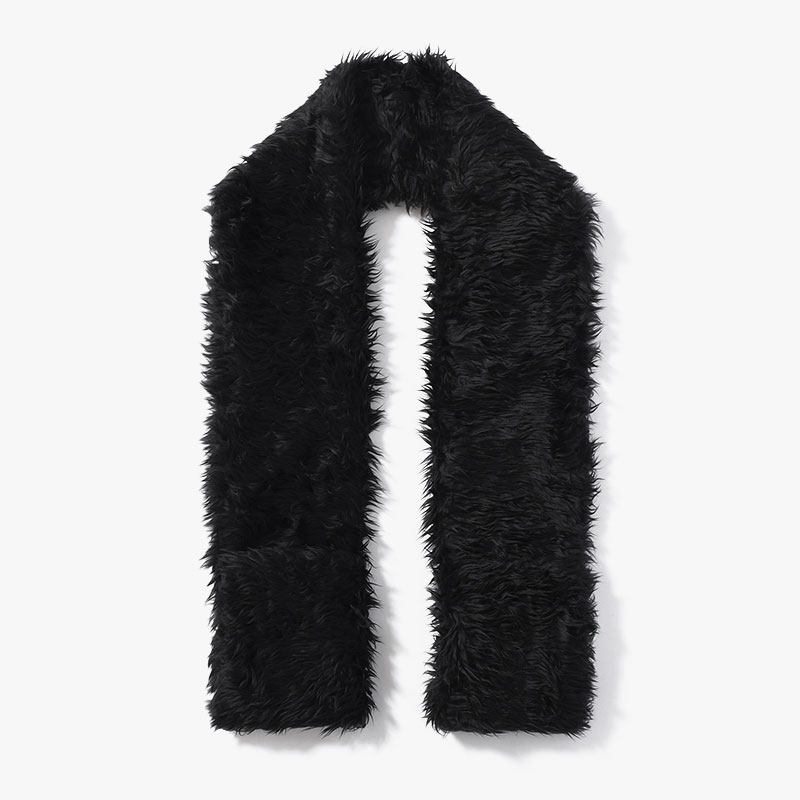 【SALE】JUHA ユハ ファーマフラー ハンドウォーマー付き 雑貨 パイル地 シャギーファー メンズ FUR MUFFLER -BLACK- _FAIR