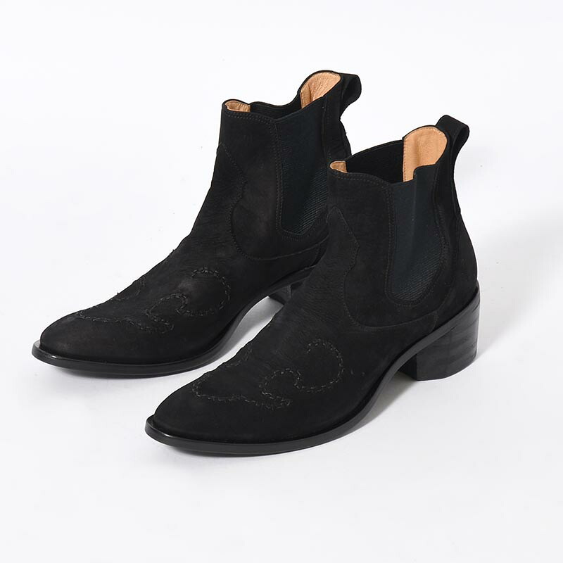 Sasquatchfabrix. サスクワァッチファブリックス MARIEOHIRA ウエスタンブーツ チェルシーブーツ 靴 レザーシューズ WESTERN BOOTS -BLACK-|京都印STORE