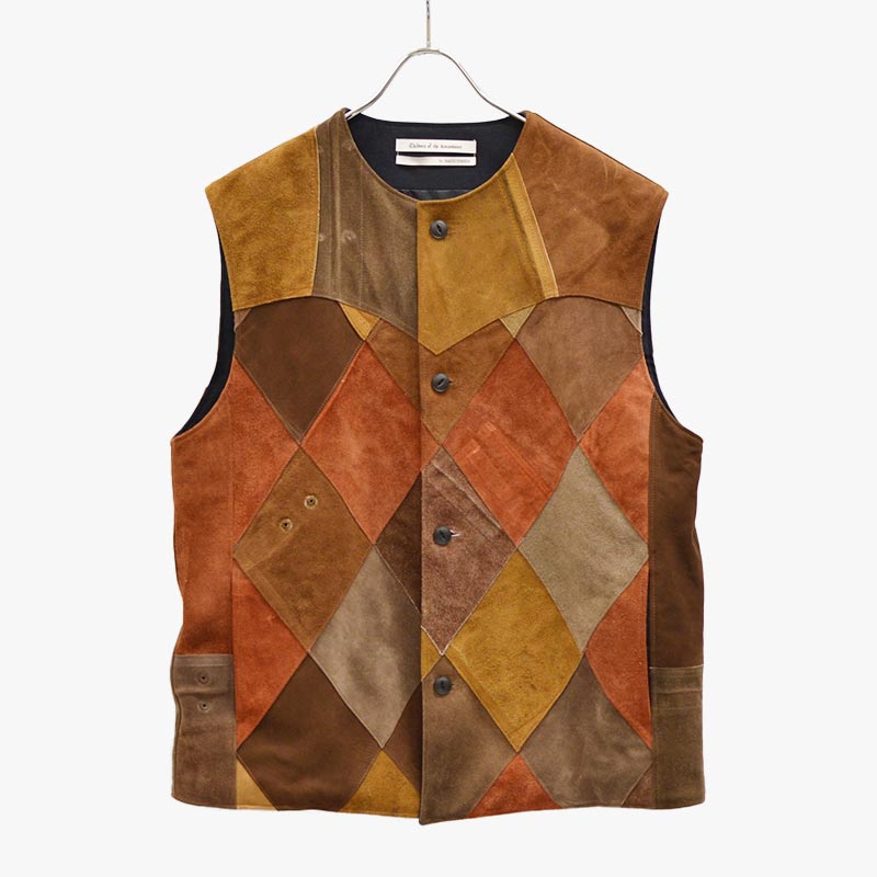 children of the discordance パッチワークより良い ヴィンテージレザー メンズ NY LEATHER PATCHWORK VEST -BROWN-