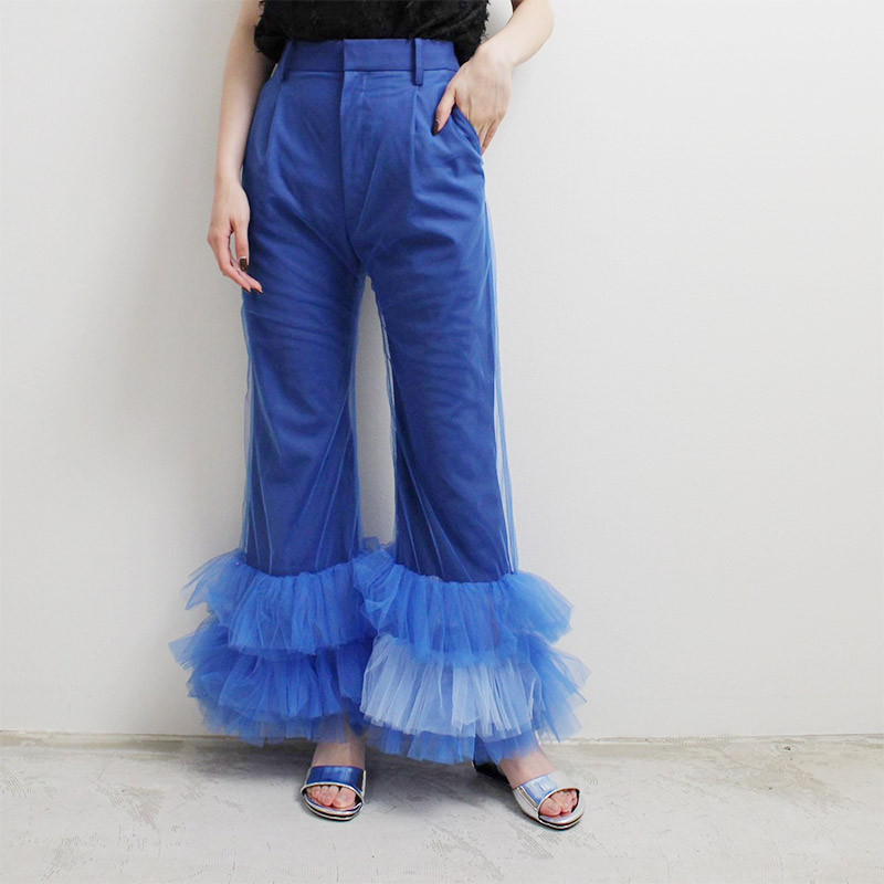 【SALE】VIVIANO ヴィヴィアーノ チュールパンツ Sサイズ ボトムス トラウザーズパンツ フレアパンツ レディース TULLE LAYERED TROUSERS -BLUE- _FAIR|京都印STORE