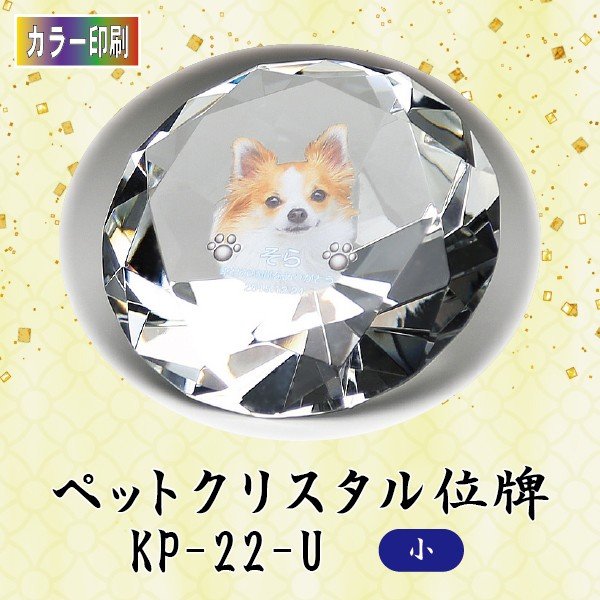 【カラー印刷】 クリスタルペット位牌 KP-22-U (小) ペット メモリアル クリスタル 写真