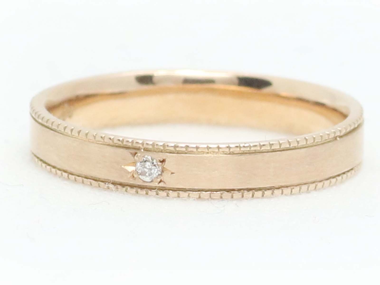 平打ち ダイヤ K18 ゴールド ミル打ち 18金 ダイヤモンド リング 結婚指輪 マリッジリング【 K10 PG ピンクゴールド WG ホワイトゴールド YG イエローゴールド pt900 プラチナ 選択】 お買い物マラソン