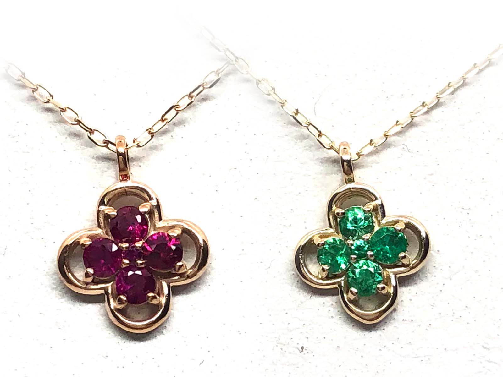 K18 ピンクゴールド ルビー ネックレス 覆輪 pg 楽天市場】K10 18PG クローバー ネックレス ルビー&ダイヤモンド【送料