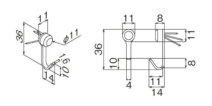 M-071 ニコピンフック シングル セピア フック 石こうボード壁 壁金具 吊り金具 絵画 額縁