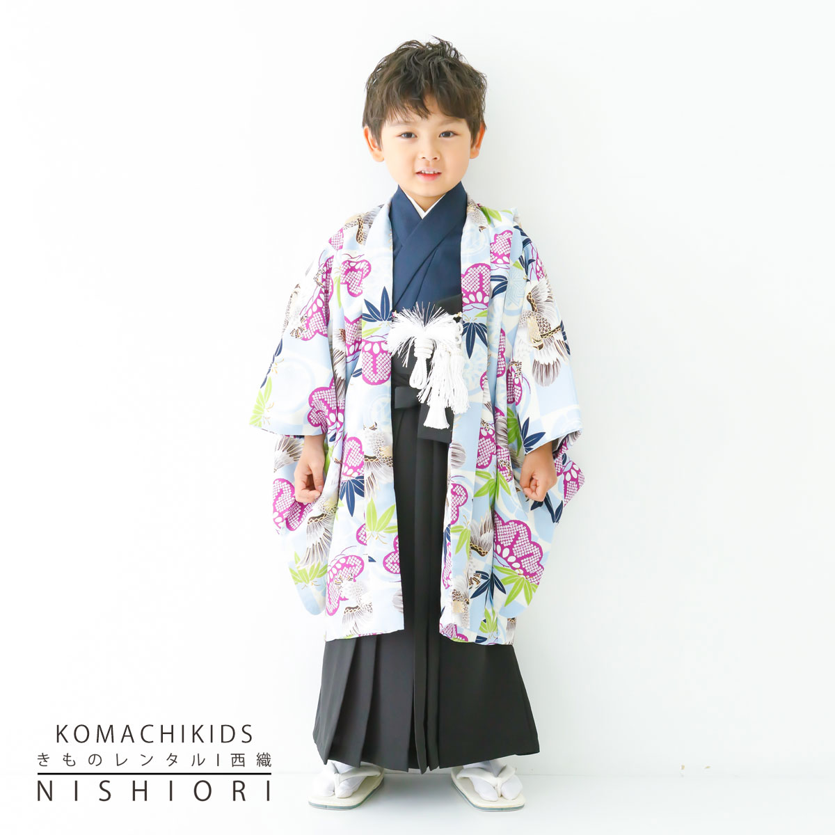 【百貨店SALE!引き換え証散り散り中】もの言う花kids 五歳 七五三 賃借 卒園 お坊っちゃん 御召しもの【かんたん着付け】ブランド名 羽織袴 合奏団 フルセット【5歳の七五三 五歳 貸御召しもの ちびっ子 お坊っちゃん お正月 卒式 往復貨物輸送無料】水色 鷹 新品足袋差し上げ物