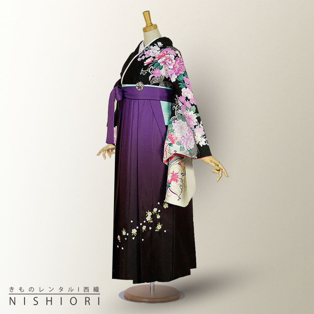2尺袖着物と袴フルセットレンタル 【貸衣装・卒業式】【選べる3サイズ S M L】【HANAE MORI/森英恵】【ブランド】袴・袴【ジュニア袴(小学生)対応可】【往復送料無料】