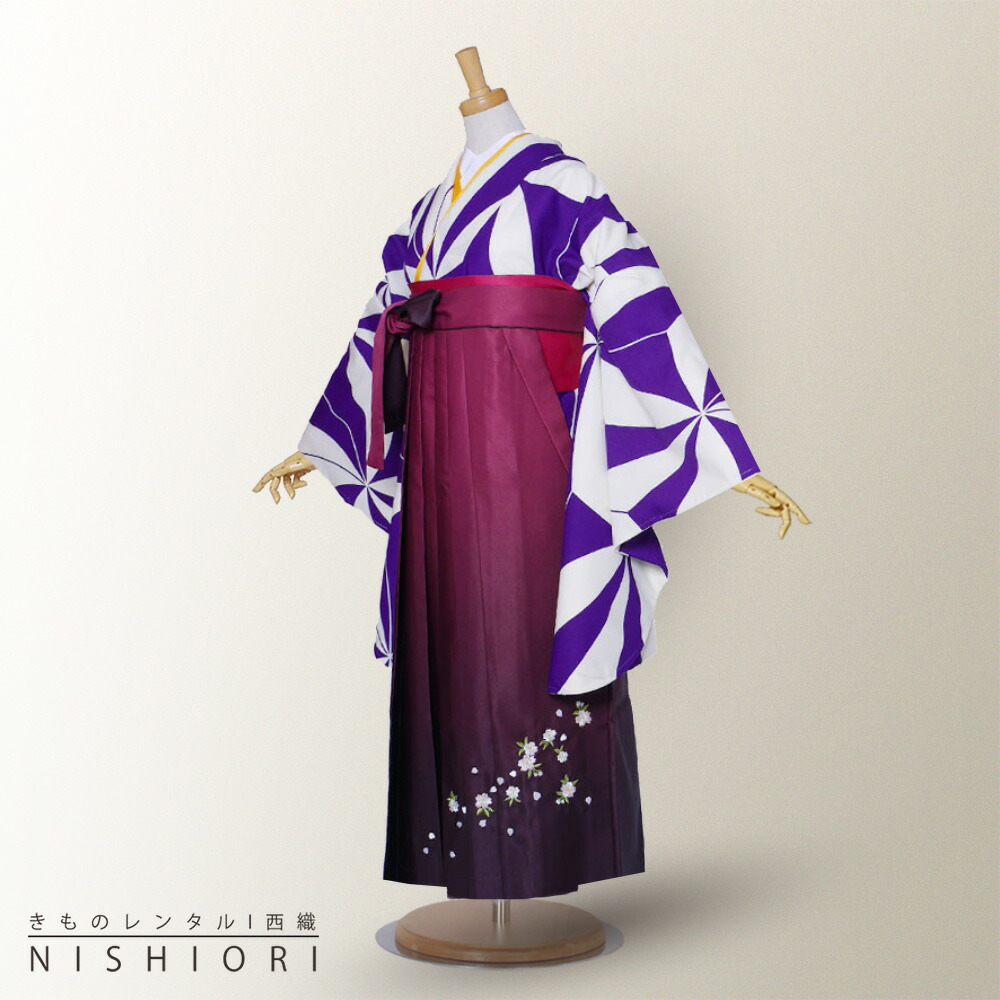 二尺袖の着物と袴フルセットレンタル お買い物マラソン ポイント5倍 ボカシ 二尺袖 フルセット 着物 レンタル フルセット 着物 往復送料無料 貸衣装 卒業式 貸衣装卒業式 レトロ 往復送料無料 と袴 古典 袴 袴 選べる3サイズ S M L