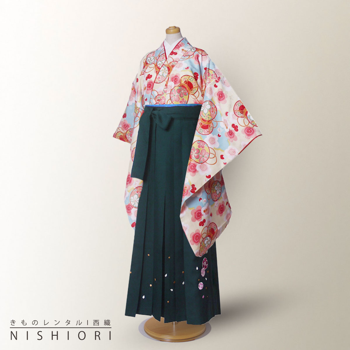 卒業式 二尺袖 ジュニア 着物 レンタル 小町kids 袴 往復十三参り 貸衣装 小学生 ブーツ選択可 b1ar0015000-1.jpg