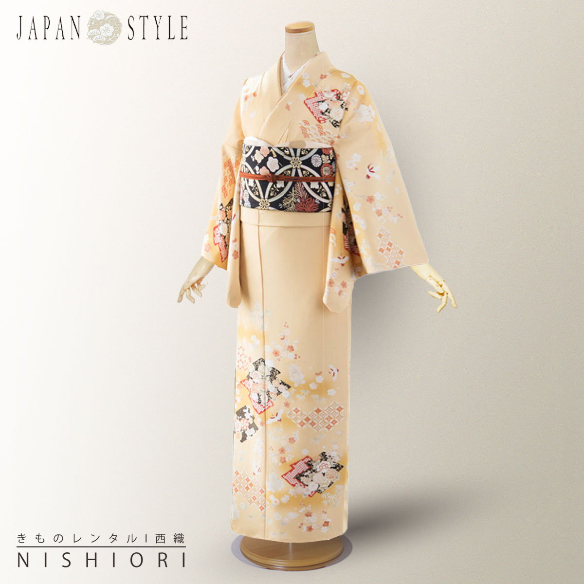 【百貨店SALE!クーポン券別れ別れ中】賃貸 短い訪問着 フルセット JAPAN STYLE ブランド名【はいり込む式 卒式 七五三 御芽出度 お宮参り 貸御召しもの】【無償性大いさ】梅 七宝 青海波 皮膚軟化剤【往復貨物輸送無料】