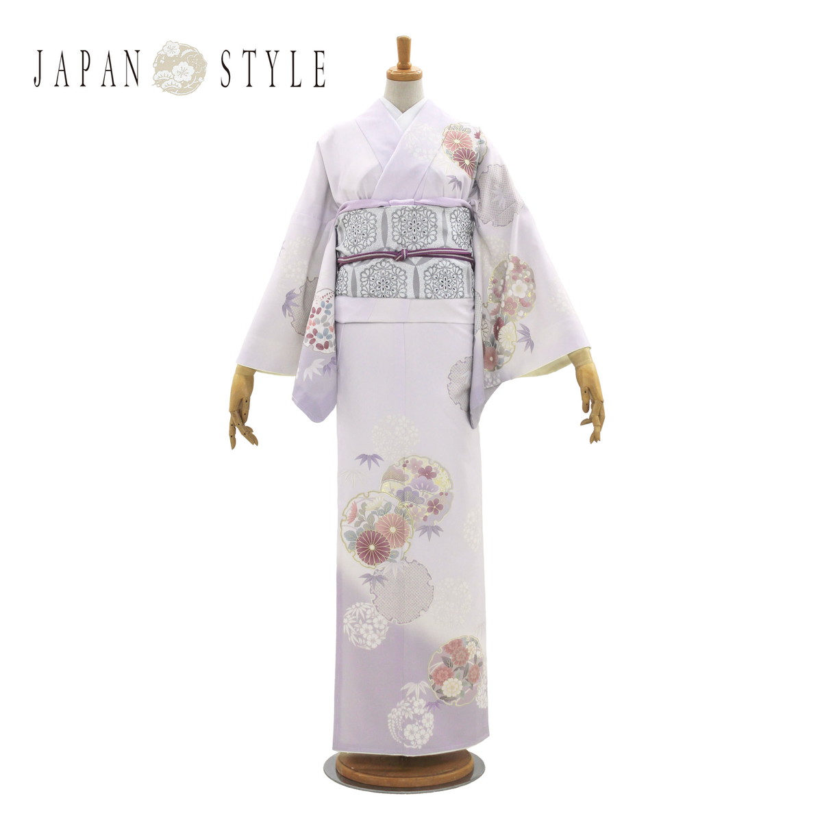 JAPAN STYLE 訪問着 レンタル 着物レンタル 貸衣装 フルセット 【画像の帯がセット】 入学式 卒業式 七五三 結婚式 お宮参り 結納 お茶会 パーティー 母親 ママ 人気 訪問着レンタル 付下げ フルセットレンタル 紫 ラベンダー 藤色 古典 No.0322