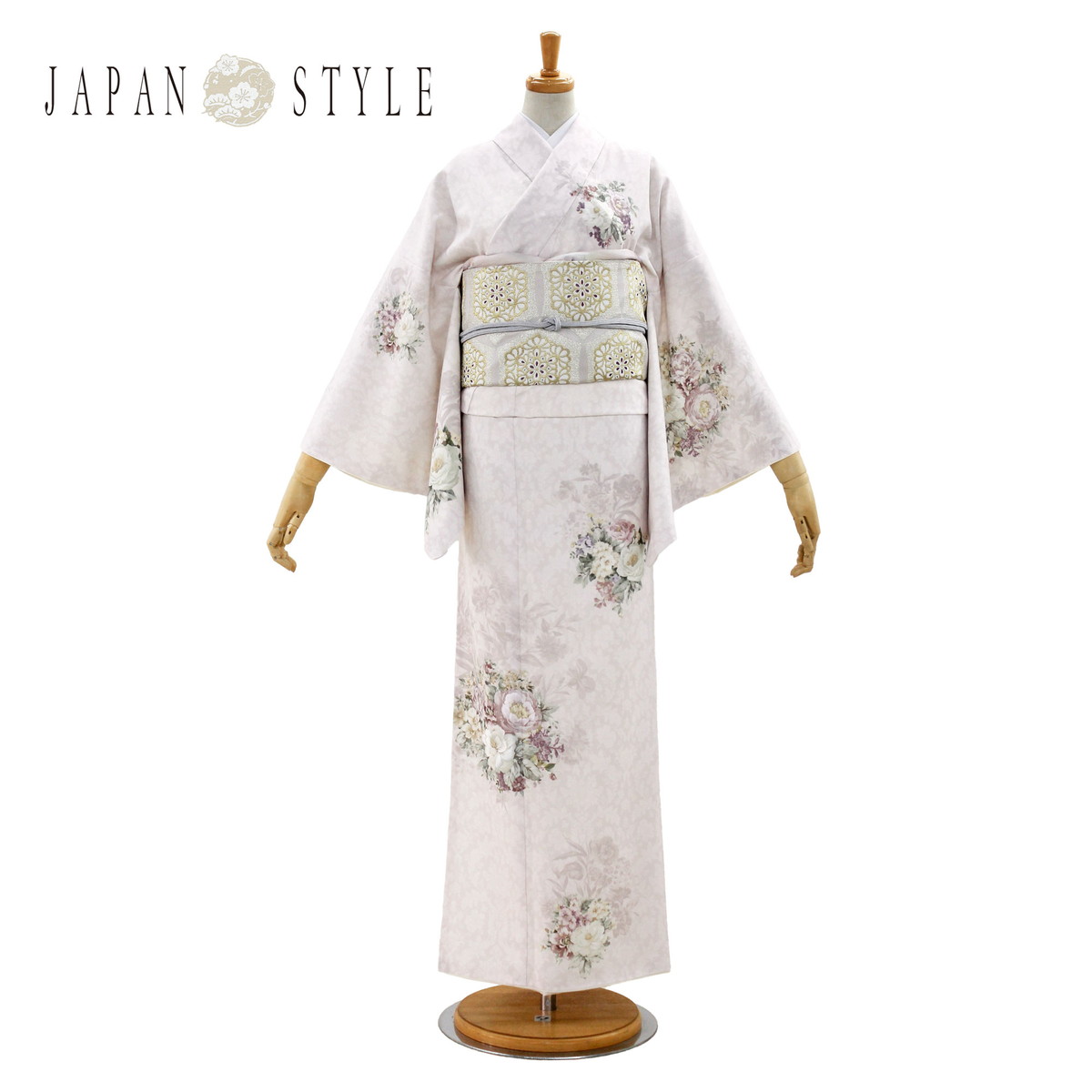 JAPAN STYLE 訪問着 レンタル 着物レンタル 貸衣装 フルセット 【画像の帯がセット】 入学式 卒業式 七五三 結婚式 お宮参り 結納 お茶会 パーティー 母親 ママ 人気 訪問着レンタル 付下げ フルセットレンタル ピンクベージュ 和モダン No.0328