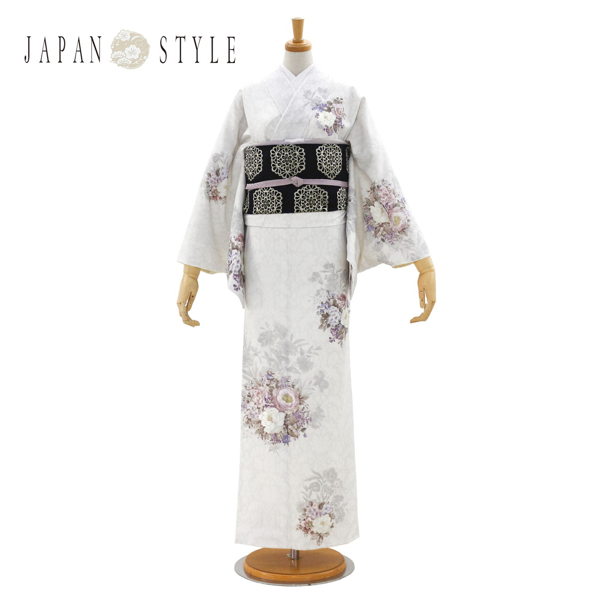 JAPAN STYLE 短い訪問着 賃借 御召しもの賃借 貸御召しもの フルセット 【すがた絵の帯が書き割り】 はいり込む式 卒式 七五三 華燭の典 お宮参り 結納 茶の葉会 寄り合い 母ちゃん おっ母さん 一般受け 短い訪問着賃借 付下げ フルセット賃借 白 薄墨色 薄墨色 和今めかしい No.0329