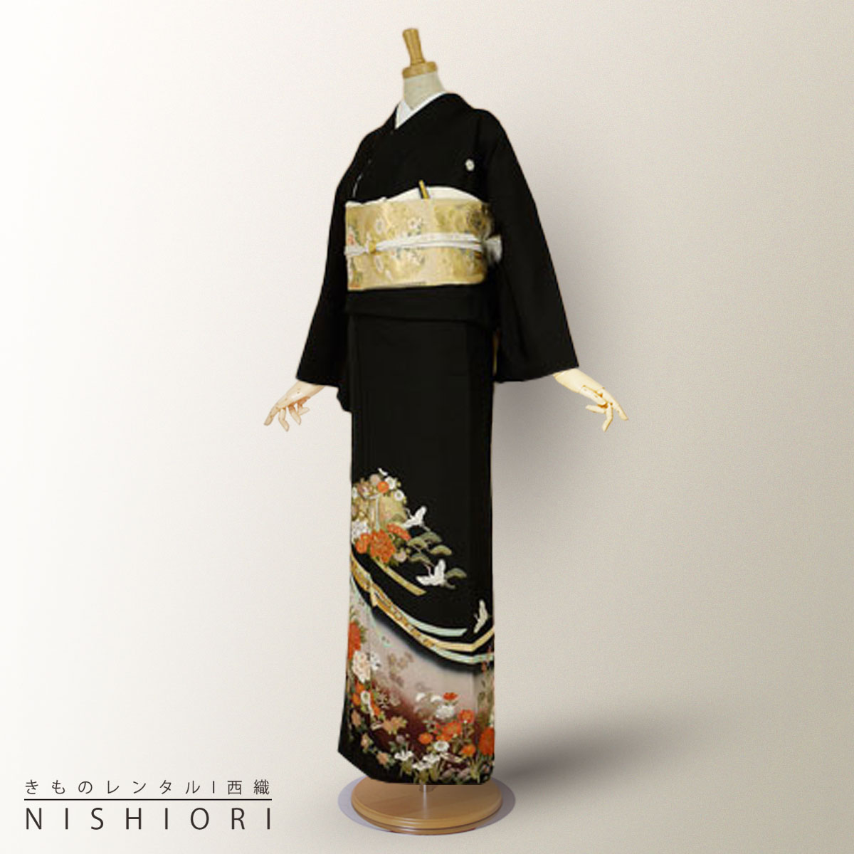 レンタル 黒留袖 フルセット Lサイズ【結婚式 婚礼 貸衣装】【往復送料無料】