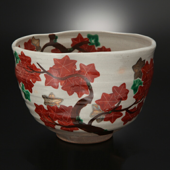 光山作 紅葉抹茶碗 【送料無料】【抹茶碗】【京焼】【清水焼】【陶磁器】【京都】【smtb-k】【ky】