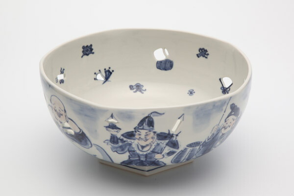 寺尾陶象 清水焼　盃 楽天市場】寺尾陶象作 内彫染付山水鉢 【送料無料】【smtb-k