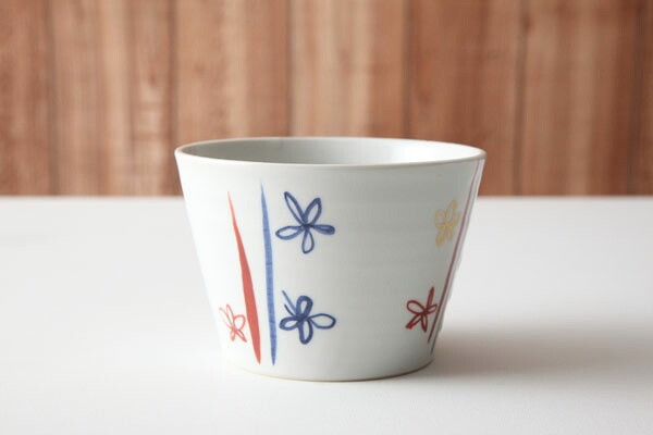 川尻潤作 花文色絵 猪口  【貨物輸送無料】【smtb-k】【ky】【酒器】】【ソバ猪口】