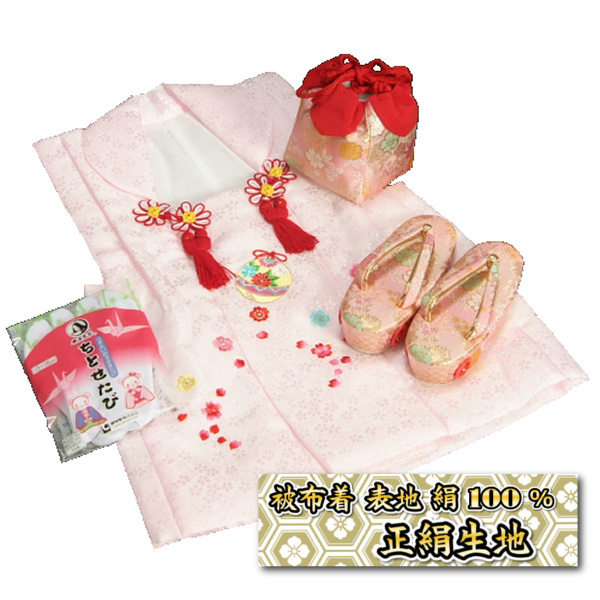 楽天市場】七五三 3歳から5歳用 正絹被布 草履きんちゃくセット 草履赤