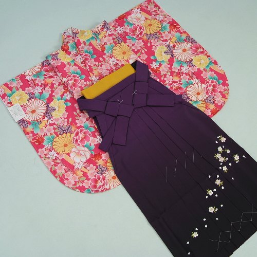 卒業袴着物フルセット　卒業式　濃ピンク　桜刺繍濃淡ボカシ袴　レンタルよりお値打ちな13点セット｜お宮参りと七五三の京美（KYOUBI） 19,350円