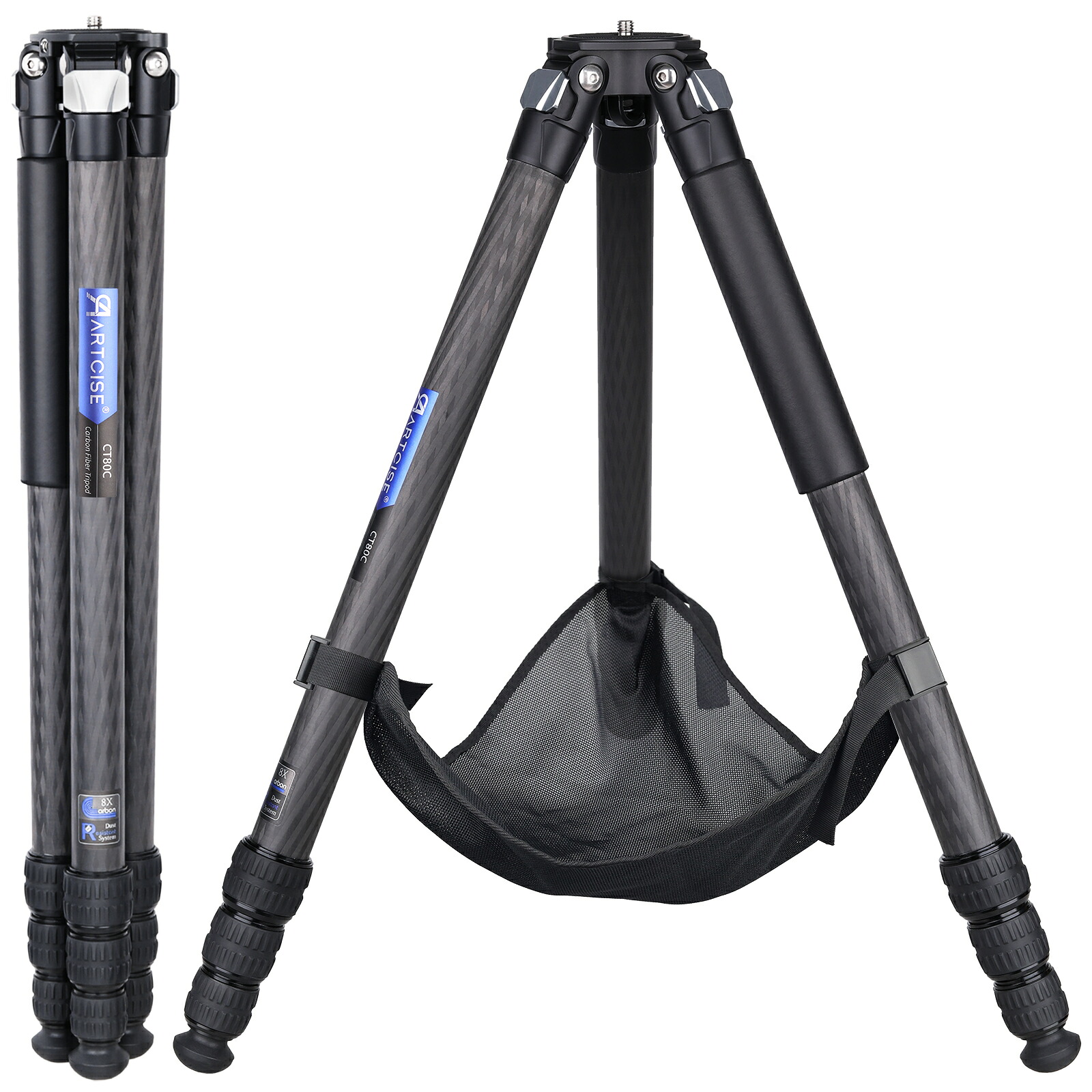 ARTCISE 32.5mm カーボン三脚 コンパクト トラベル 4段ナットロック式 DSLR/一眼レフ対応 20kg耐荷重 360°ボール雲台付き 旅行・野鳥・マクロ撮影用 収納直径わずか8.4cm、重量1.38kg