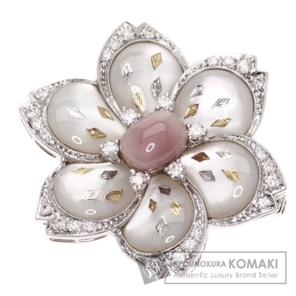 MIKIMOTO＞ 750(WG) パール ブローチ 8.1mm-