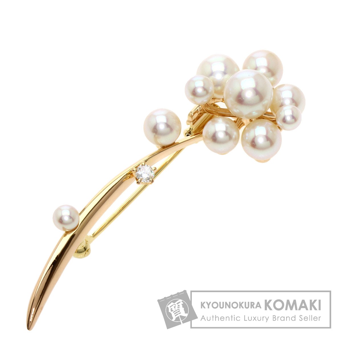 店舗販売 TASAKI タサキ アコヤパール 真珠 ダイヤモンド ブローチ K18