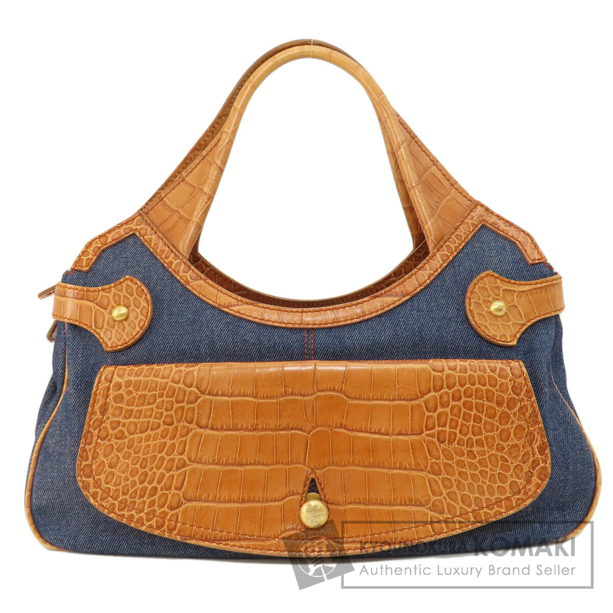 トッズ 型押し トートバッグ レザー/デニム レディース 【中古】【TODS】