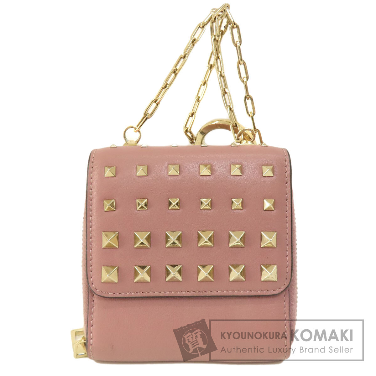 ヴァレンチノガラバーニ スタッズ 二つ折り財布（小銭入れあり） レザー レディース 【中古】【VALENTINO GARAVANI】