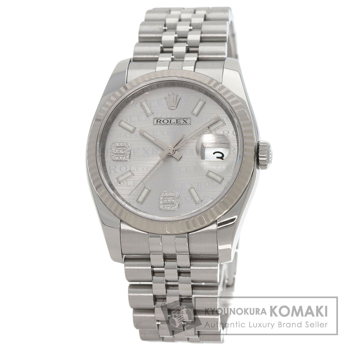 ロレックス 116234 デイトジャスト 36 ウェーブ ダイヤモンド 腕時計 ステンレススチール/SS/SSxK18WG メンズ 【中古】【ROLEX】