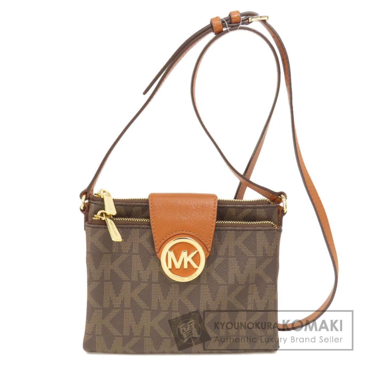 マイケル教科課程 MK書き判 ショルダーバッグ なめし革/コーテッド帆布 レディース 【中古】【Michael Kors】