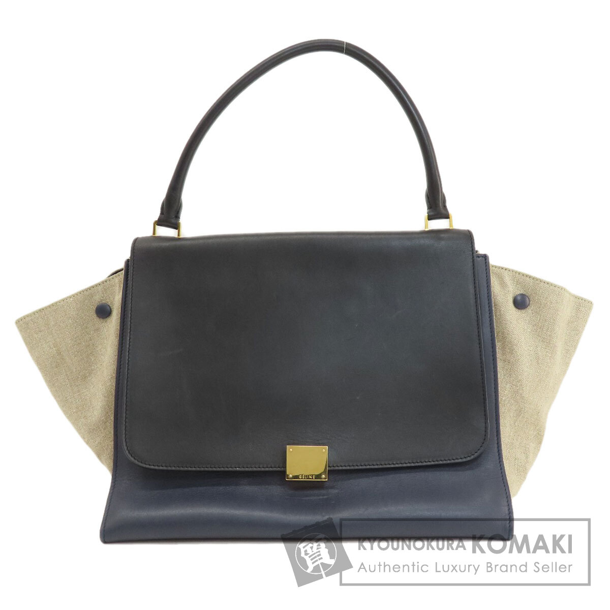 セリーヌ トラペーズ トートバッグ レザー/キャンバス レディース 【中古】【CELINE】