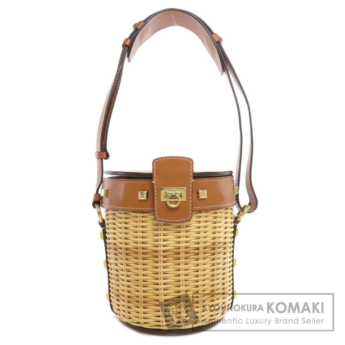 サルヴァトーレフェラガモ ラタンバッグ ショルダーバッグ ラフィア レディース 【中古】【Salvatore Ferragamo】