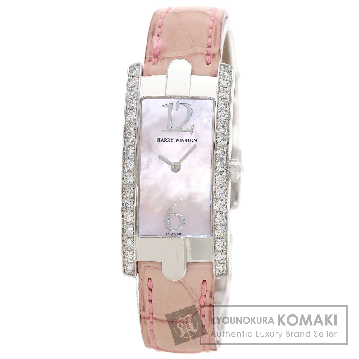 ハリーウィンストン 330LQW アヴェニュー C 腕時計 K18ホワイトゴールド/革 レディース 【中古】【HARRY WINSTON】｜ブランド京の蔵小牧【最安挑戦！】