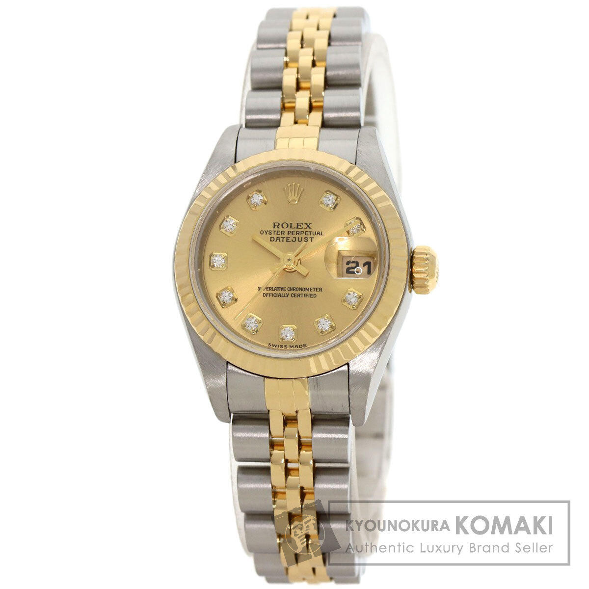 ロレックス 79173G デイトジャスト 10P ダイヤモンド 腕時計 ステンレススチール/SSxK18YG レディース 【中古】【ROLEX】