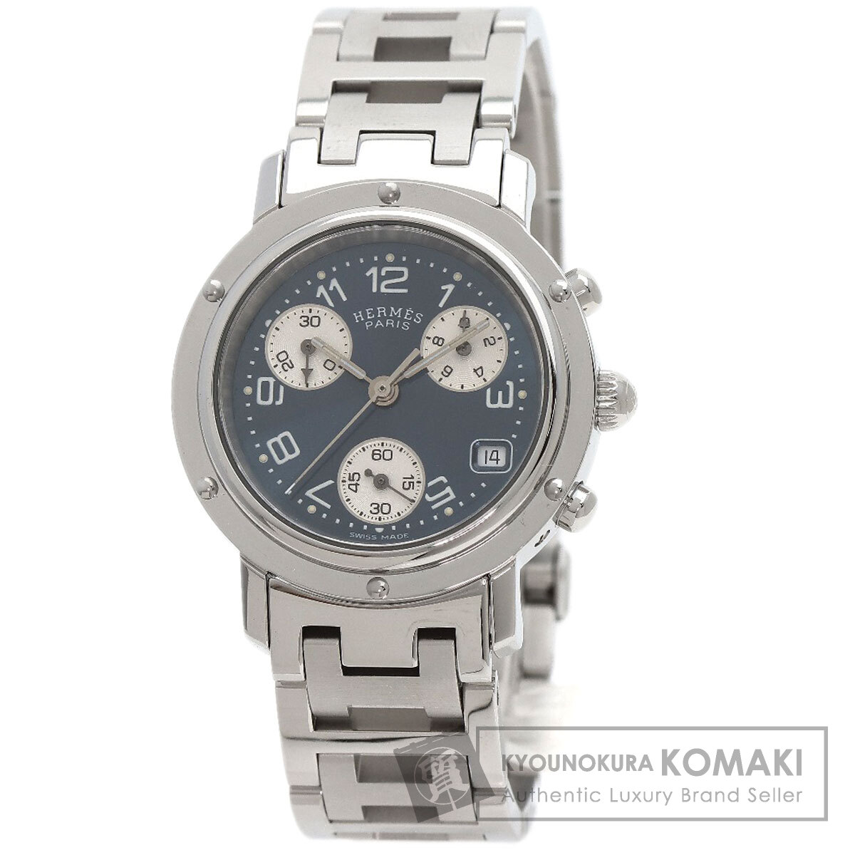 エルメス CL1.310 クリッパー クロノグラフ 腕時計 ステンレススチール/SS レディース 【中古】【HERMES】