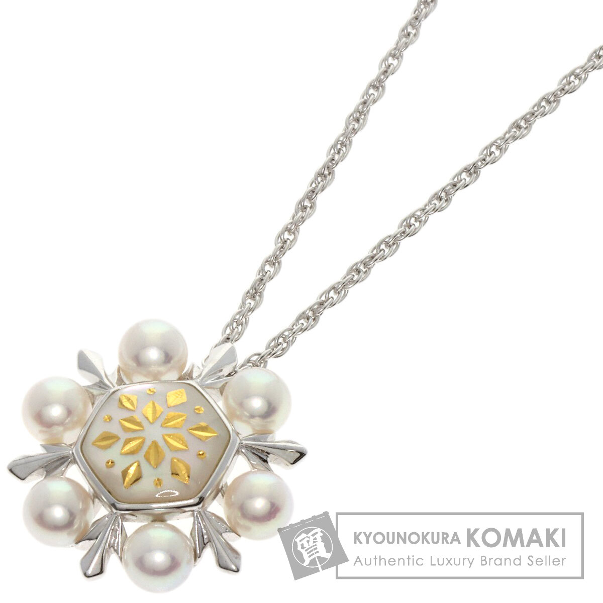 ミキモト ピクウェ アコヤパール 真珠 ネックレス K18ホワイトゴールド レディース 【中古】【MIKIMOTO】