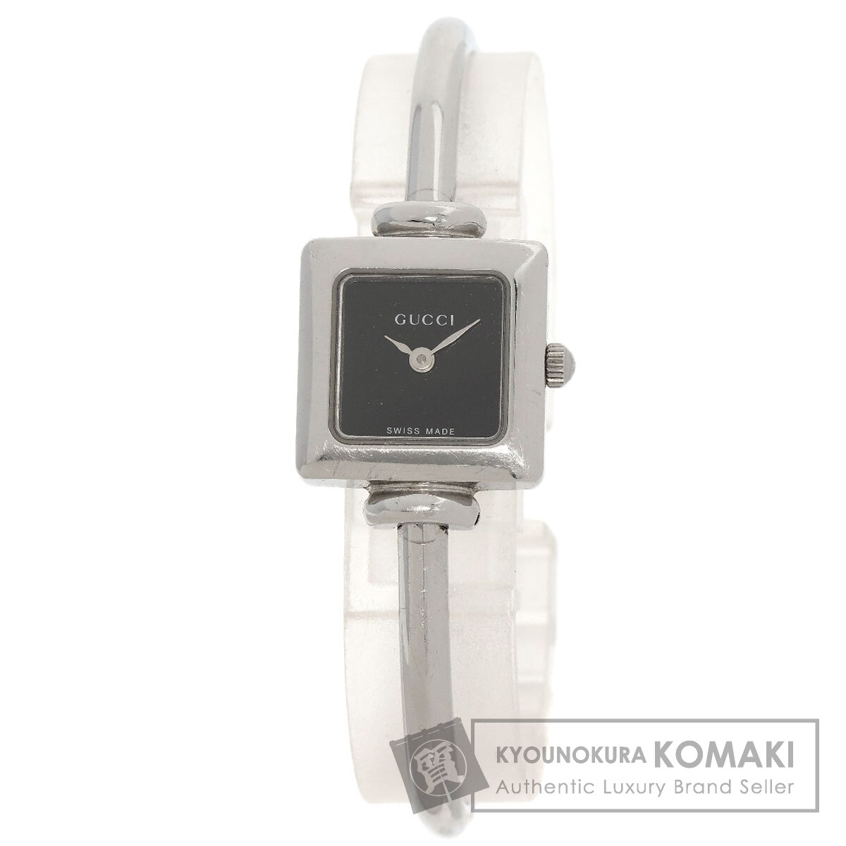 【1900L】GUCCI ‘グッチ 時計‘ ブラック文字盤 バングル ☆極美品☆ GUCCI グッチ 1900L ブラック文字盤 SS ステンレス クオーツ バングル