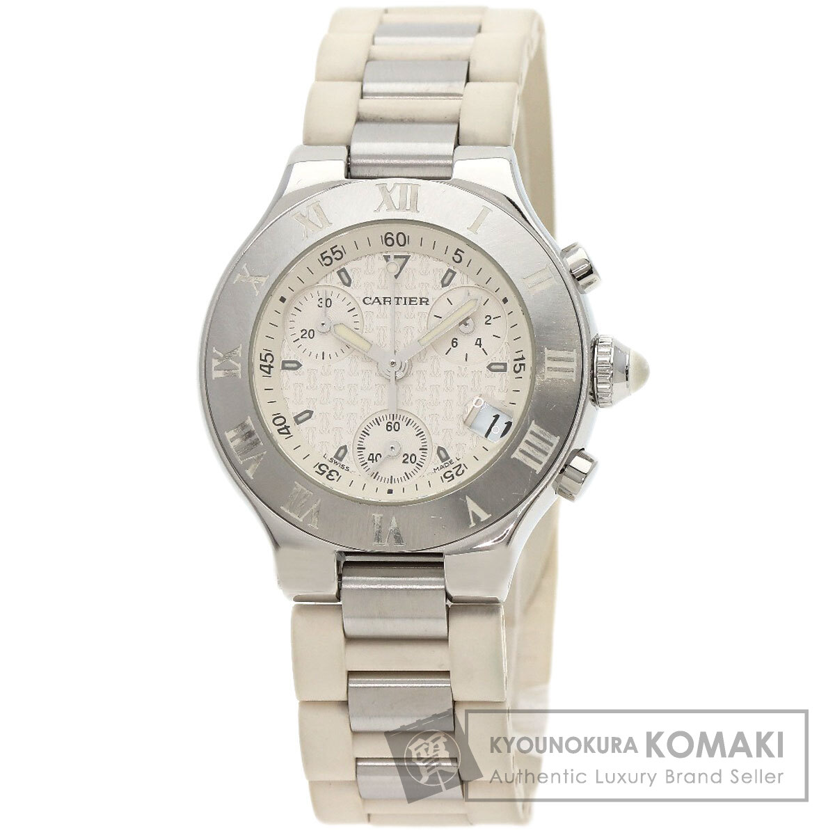 カルティエ W10197U2 クロノスカフ SM ウオッチ ステンレス鋼スチール写真/天然ゴム レディース 【中古】【CARTIER】
