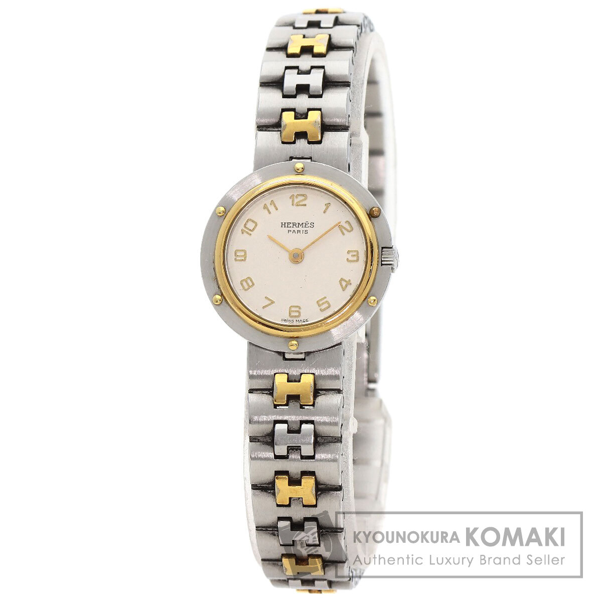エルメス　オリンピア　コンビ　ボーイズサイズ　Hベルト　アイボリー　クォーツ 楽天市場】HERMES エルメス オリンピア アイボリー文字盤 SS GP コンビ