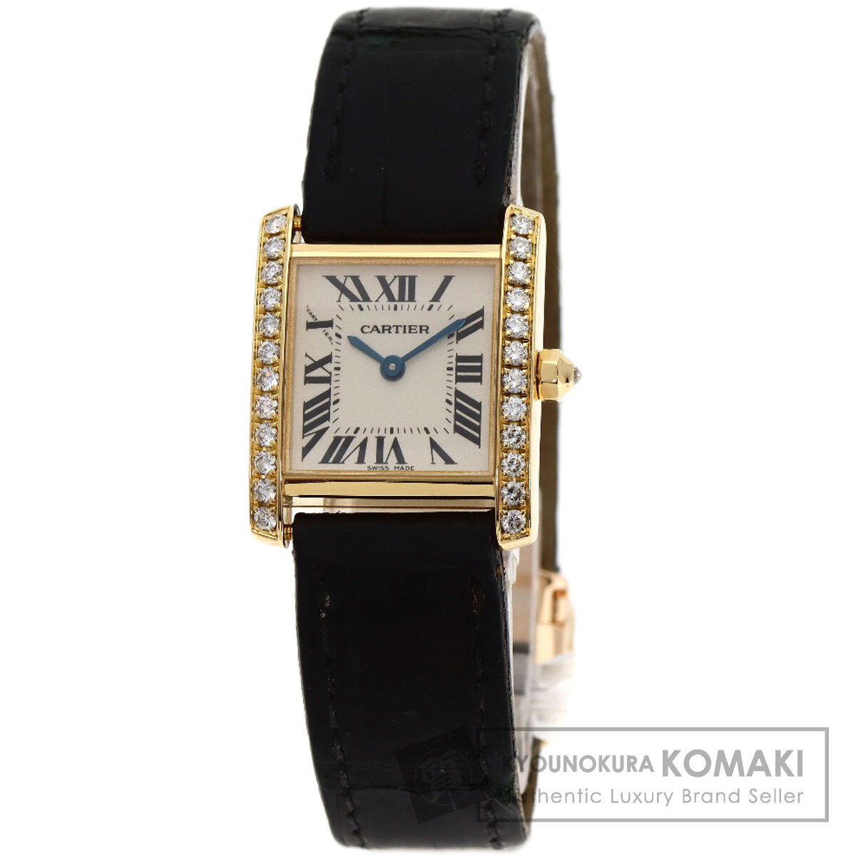 カルティエ WE100151 タンクフランセーズ SM 腕時計 K18イエローゴールド/革 レディース 【中古】【CARTIER】