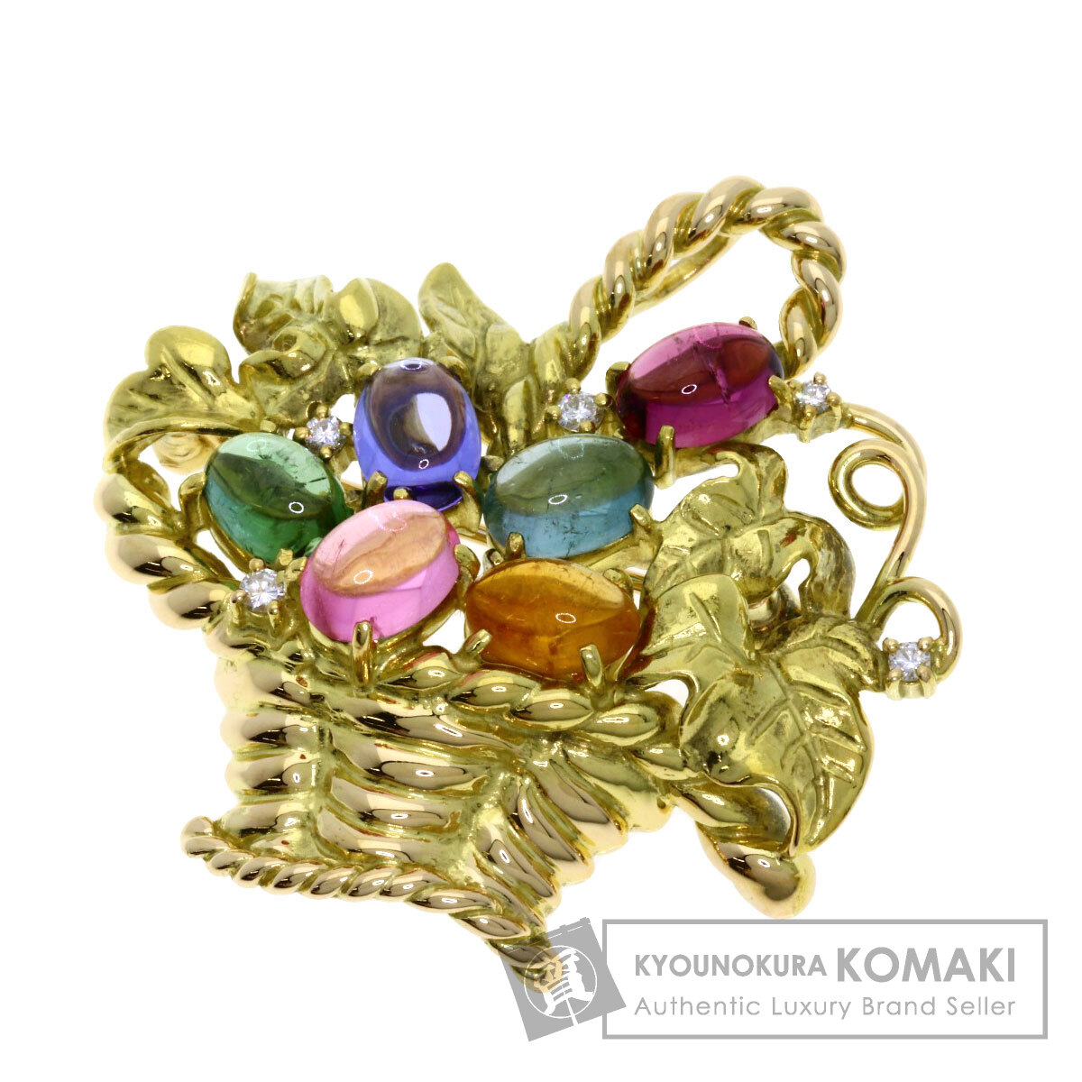 タサキ マルチカラーストーン ダイヤモンド ブローチ K18イエローゴールド レディース 【中古】【TASAKI】