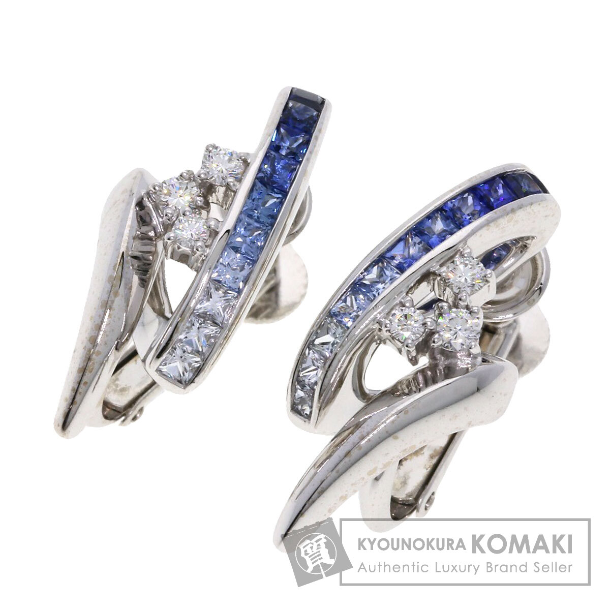 ジュネ サファイア ダイヤモンド イヤリング K18ホワイトゴールド/WG585 レディース 【中古】【Jeunet】