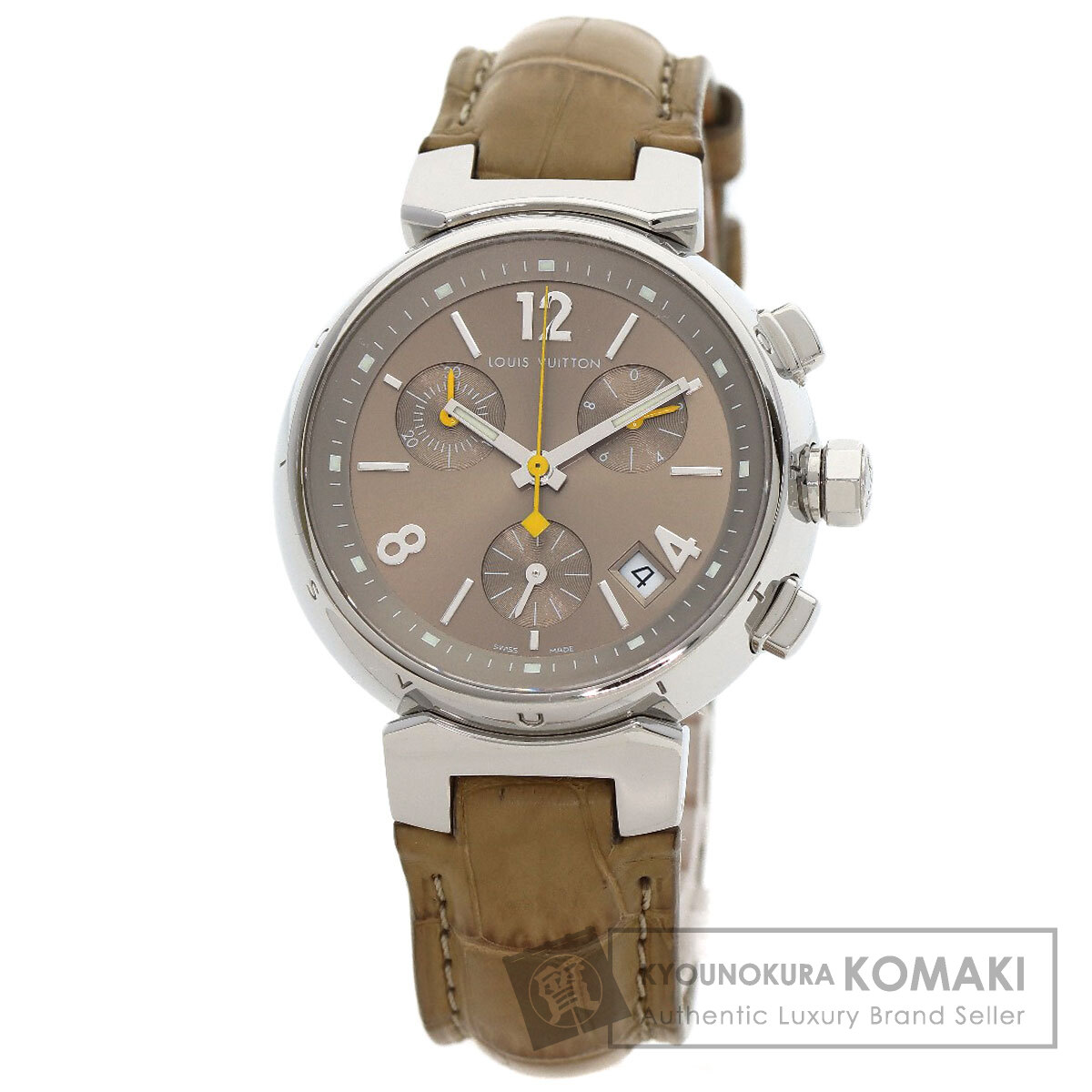 ルイヴィトン Q1322 タンブール クロノグラフ 腕時計 ステンレススチール/アリゲーター メンズ 【中古】【LOUIS VUITTON】