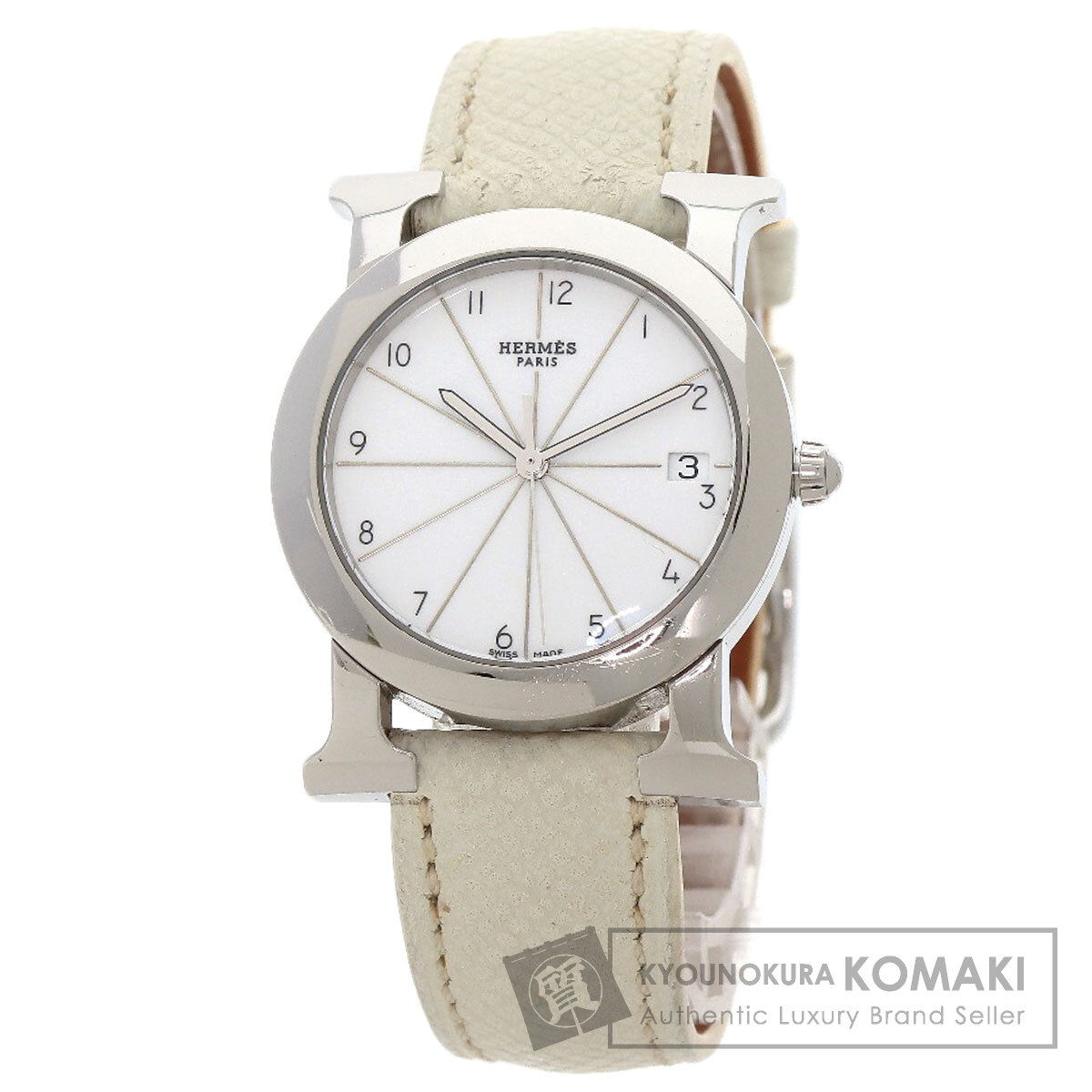 エルメス HR1.510 H御覧なさる ロンド ウォッチ ステンレス鋼スチール写真/革 レディース 【中古】【HERMES】