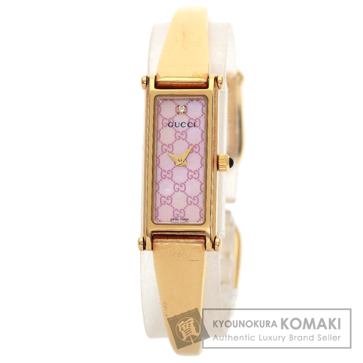 グッチ 1500L 真四角人間の顔 バングル 1P 金剛石 GG ウォッチ PGP/PGP レディース 【中古】【GUCCI】