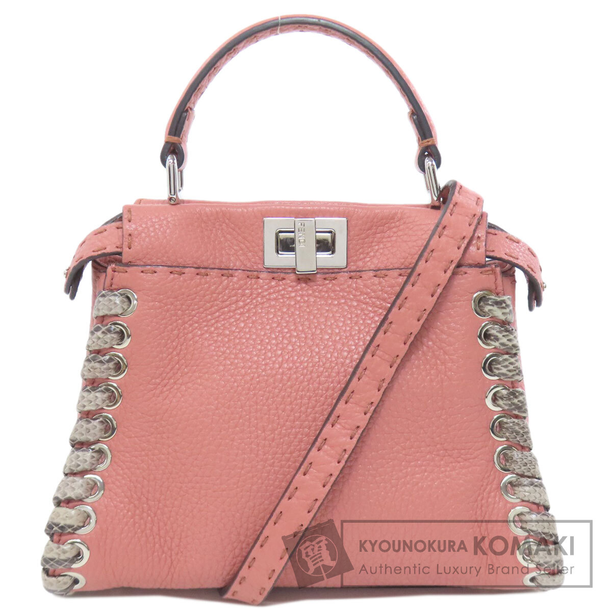 フェンディ ピーカブー ミニ セレリア 2WAY ハンドバッグ カーフ/パイソン レディース 【中古】【FENDI】
